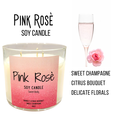 Pink Rosè 3 Wick Soy Candle 14oz