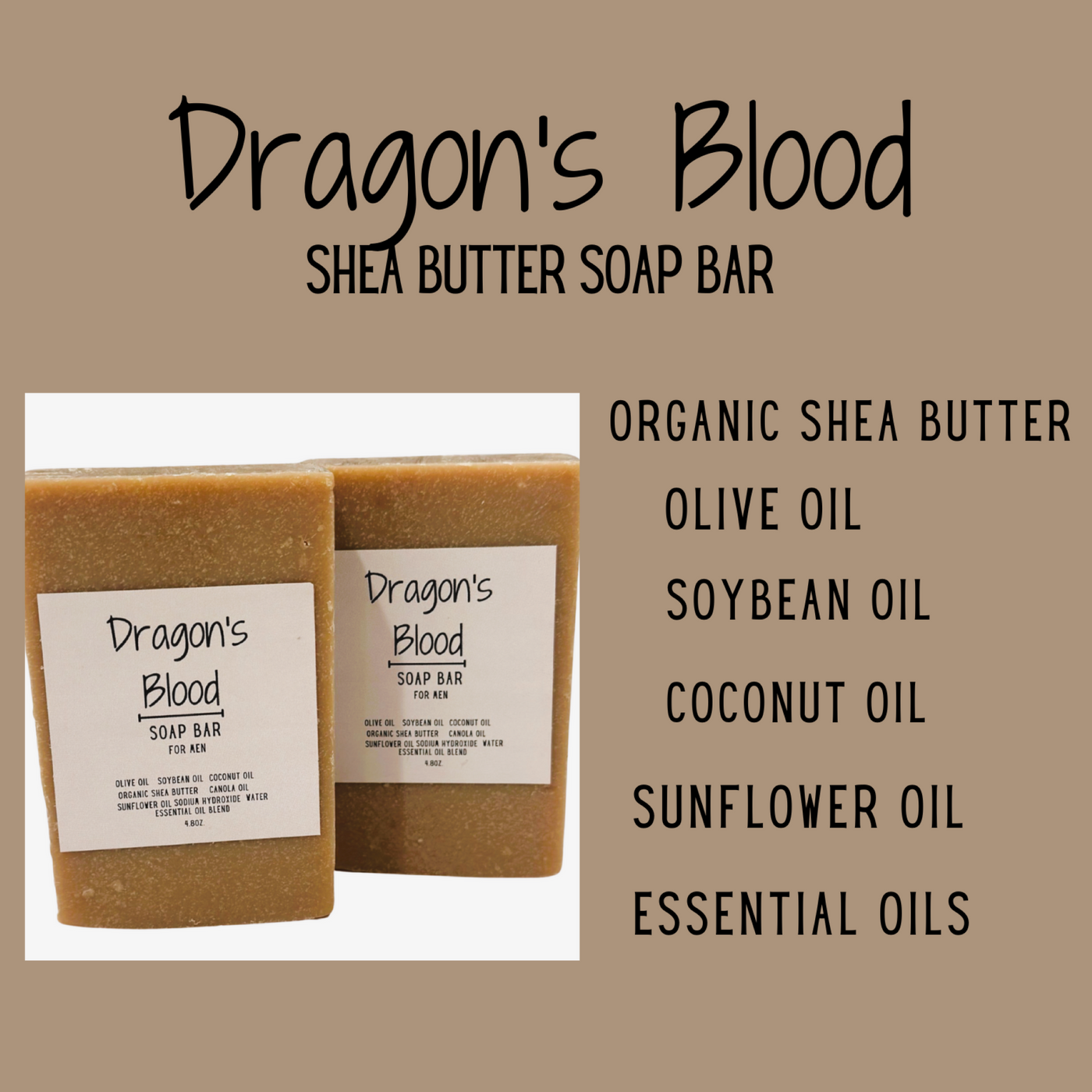 DRAGON'S BLOOD MEN'S Handmade All Natural Exfoliating Scrub Moisturizing Soap Bars for Body, Face Women Men (Free Soap Saver)