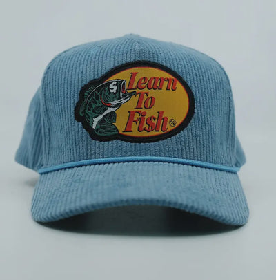 Learn to Fish Trucker Hat (Blue Corduroy)