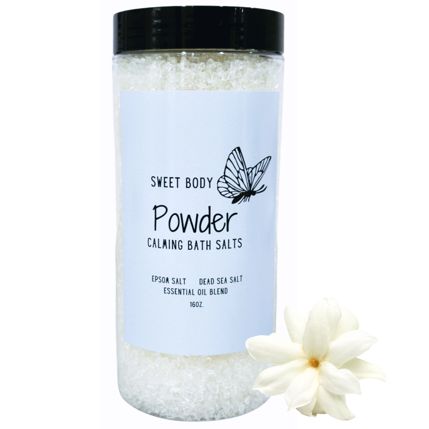 Baby Powder Scented Calming Bath Salts Epson Salt Dead Sea Salt Aromatherapy Muscle Aches Menstrual Relief Essential Oils Sweet Body 16oz
