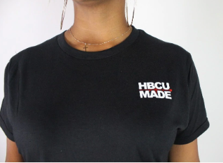 Black short sleeve HBCU MADE T-shirt with White and Red logo